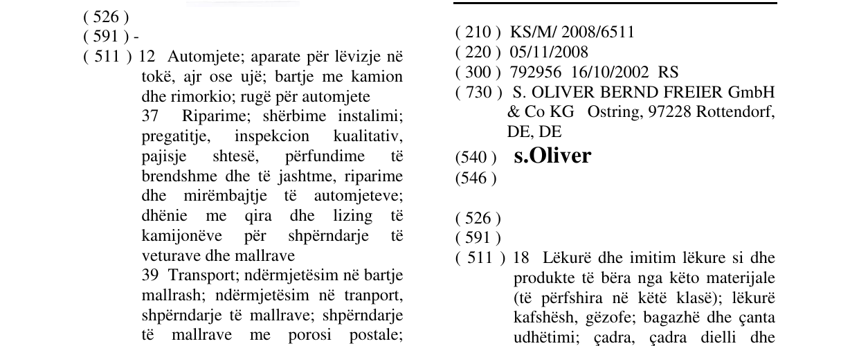 Zëri i markës s.Oliver në buletin