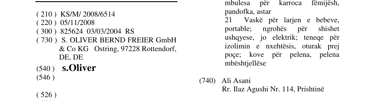 Zëri i markës s.Oliver në buletin