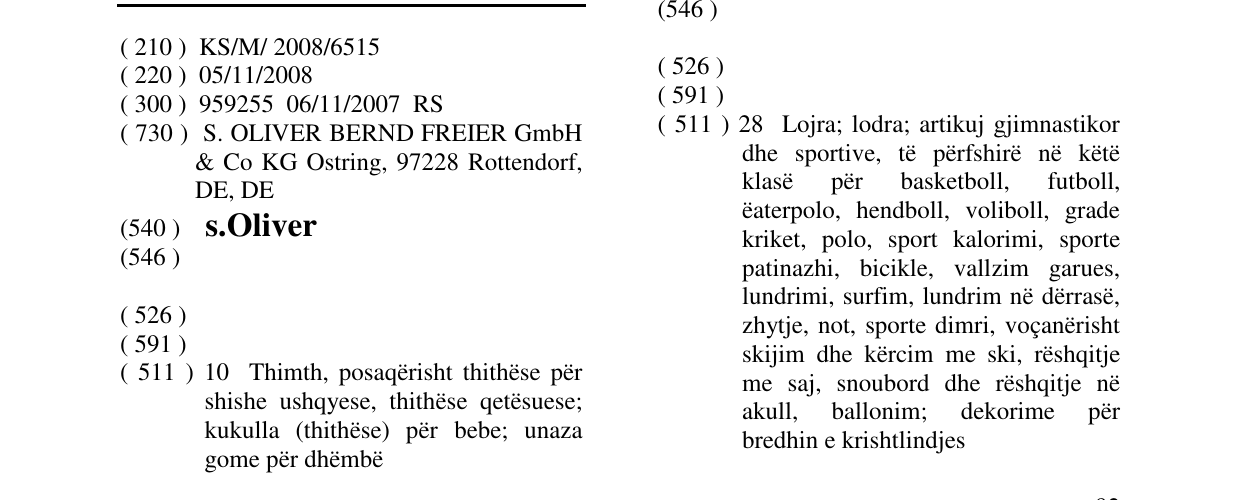 Zëri i markës s.Oliver në buletin