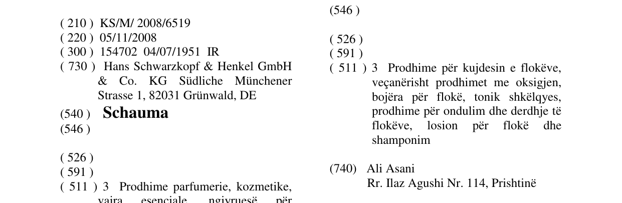 Zëri i markës Schauma në buletin