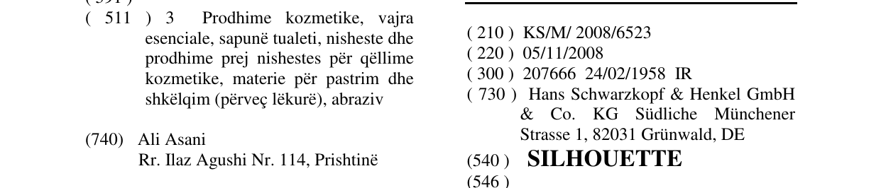 Zëri i markës SILHOUETTE në buletin