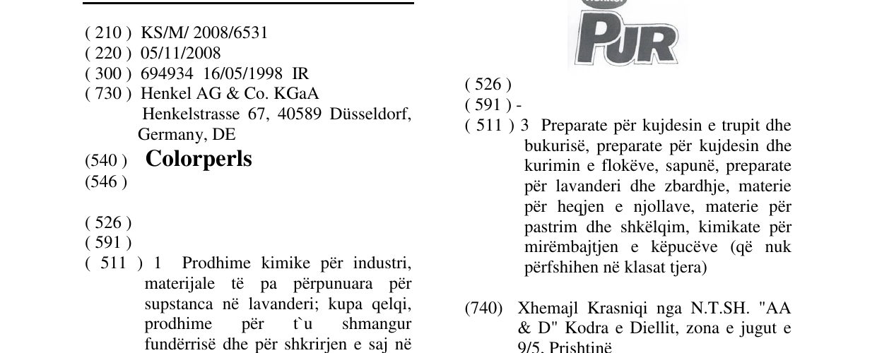 Zëri i markës Colorperls në buletin