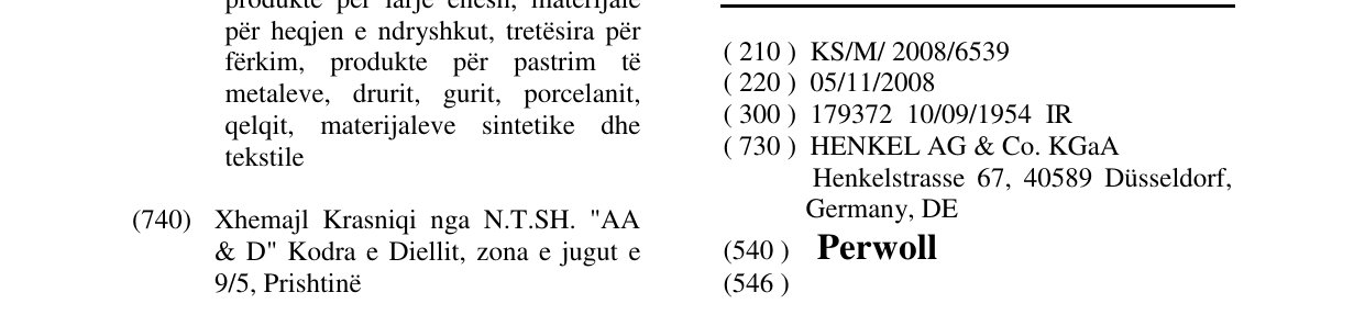 Zëri i markës Perwoll në buletin