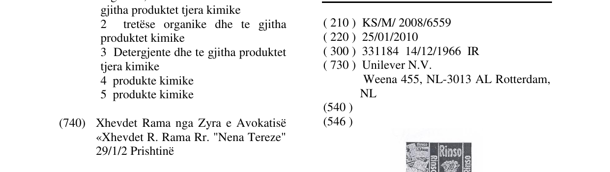 Zëri i markës Rinso në buletin