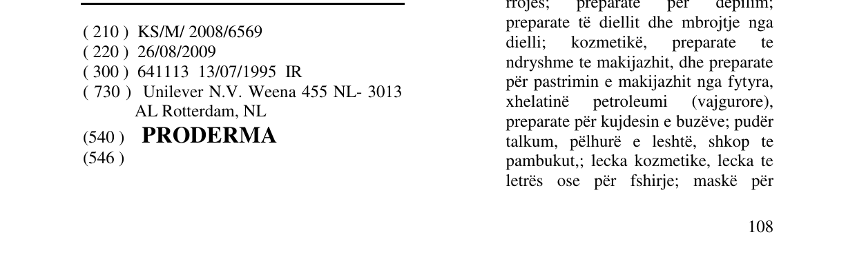 Zëri i markës PRODERMA në buletin