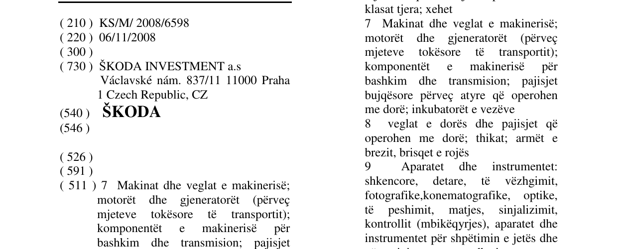 Zëri i markës ŠKODA në buletin