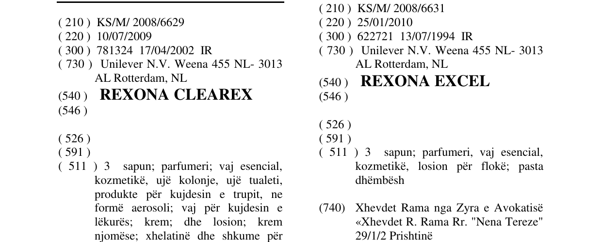 Zëri i markës REXONA CLEAREX në buletin