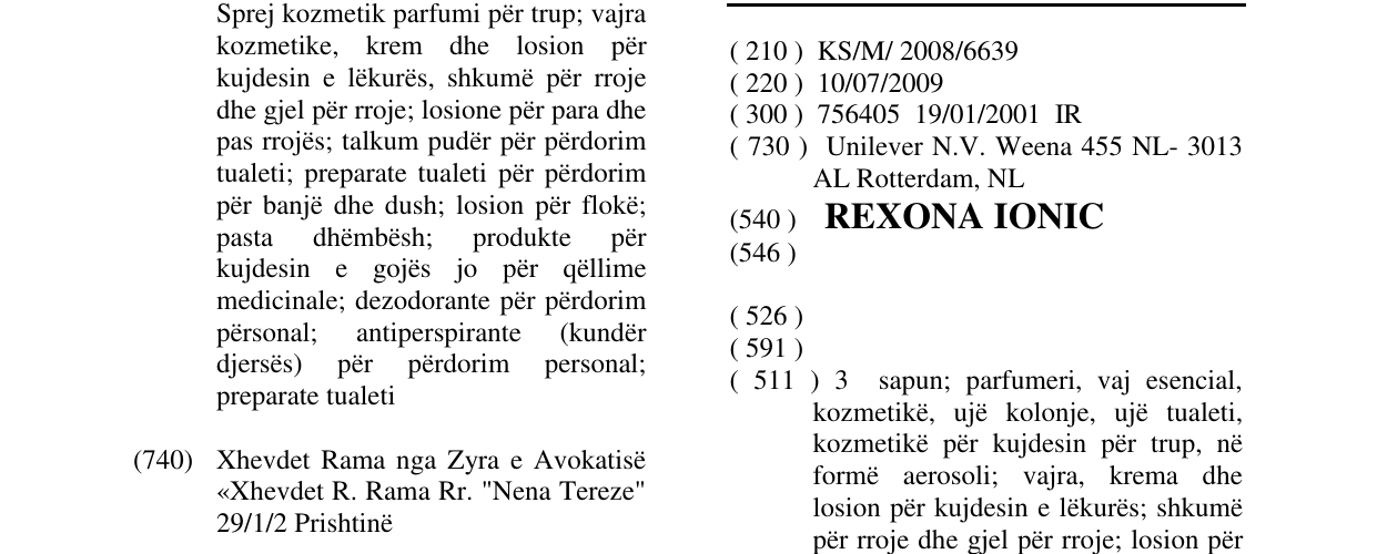 Zëri i markës REXONA IONIC në buletin