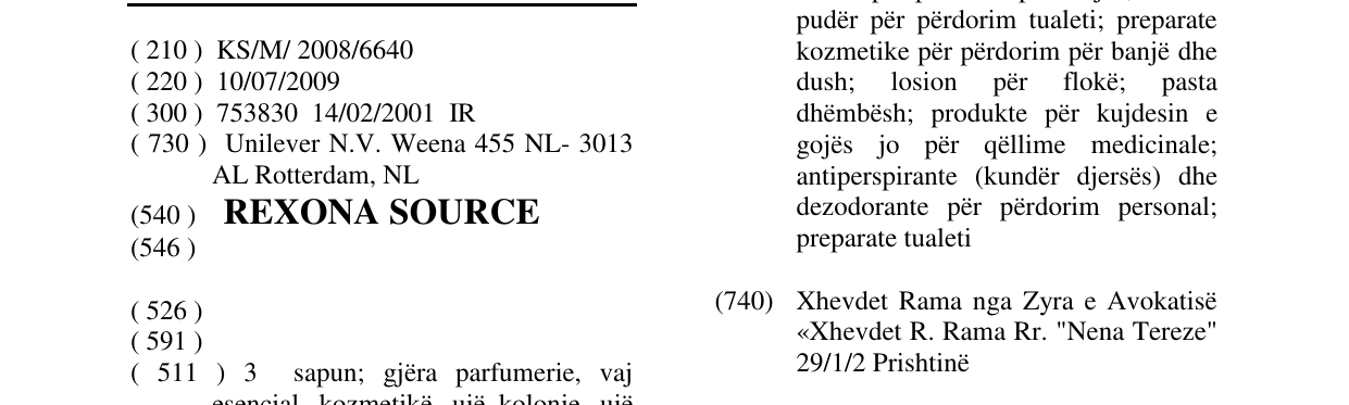 Zëri i markës REXONA SOURCE në buletin