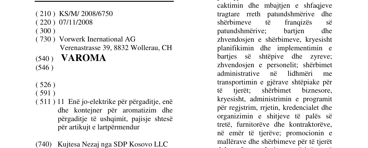 Zëri i markës VAROMA në buletin