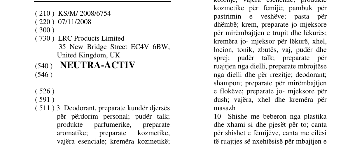 Zëri i markës NEUTRA-ACTIV në buletin