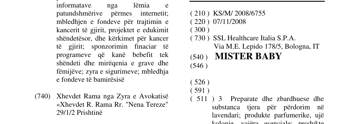 Zëri i markës MISTER BABY në buletin