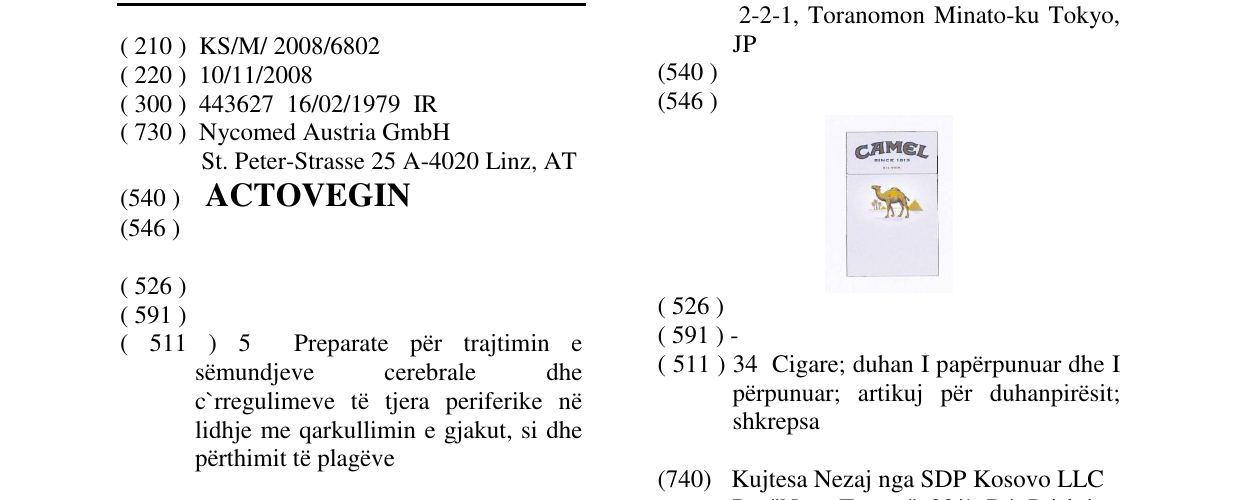 Zëri i markës ACTOVEGIN në buletin