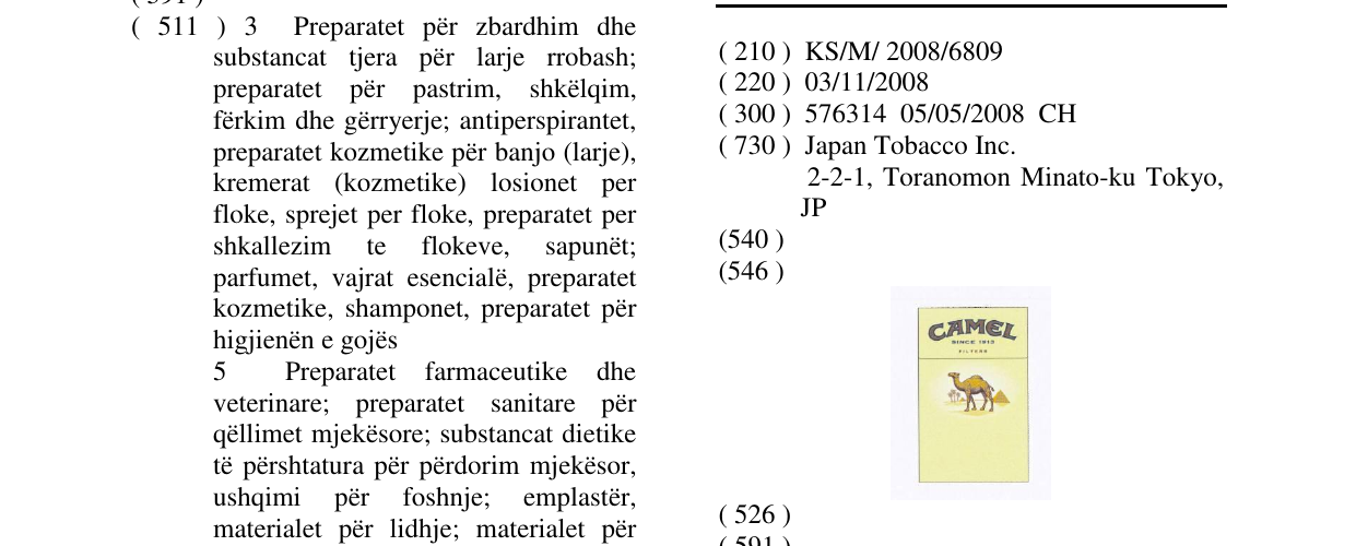 Zëri i markës CAMEL në buletin