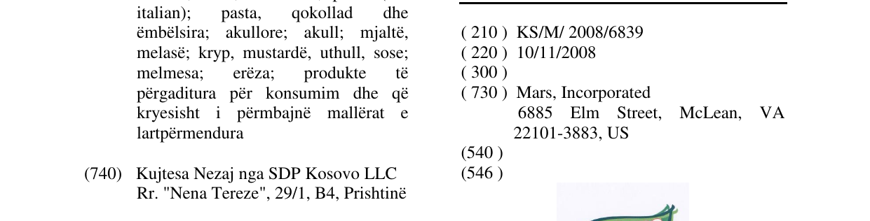 Zëri i markës DOLMIO në buletin