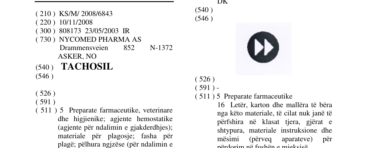 Zëri i markës TACHOSIL në buletin