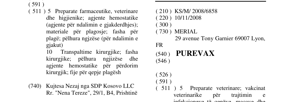 Zëri i markës PUREVAX në buletin