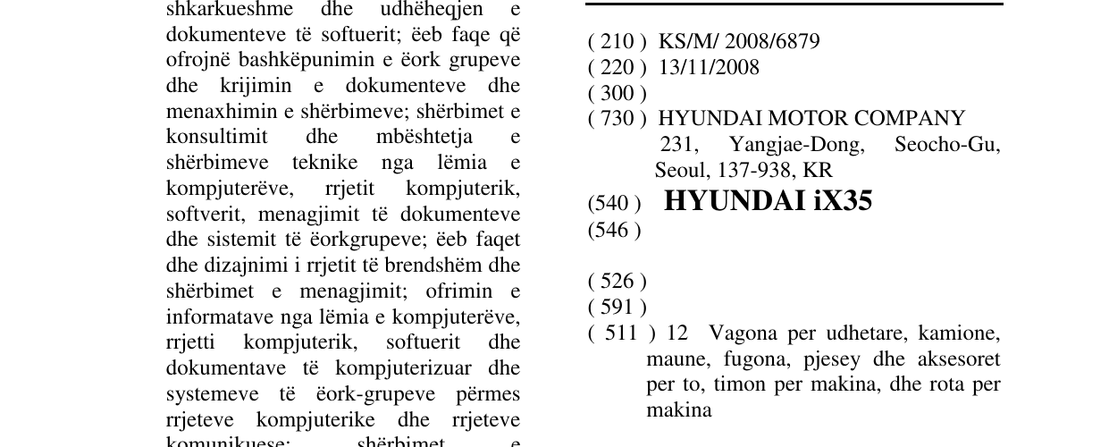 Zëri i markës HYUNDAI iX35 në buletin