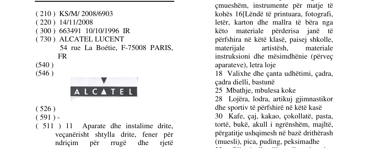 Zëri i markës ALCATEL në buletin