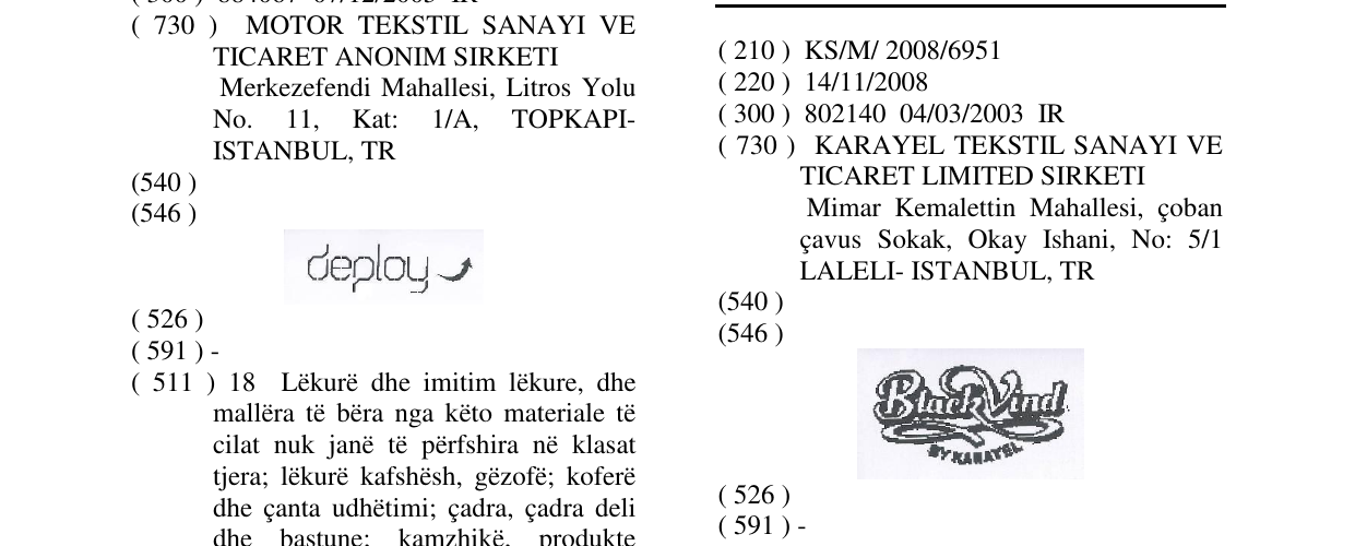 Zëri i markës BLACK VIND BY KARAYEL në buletin