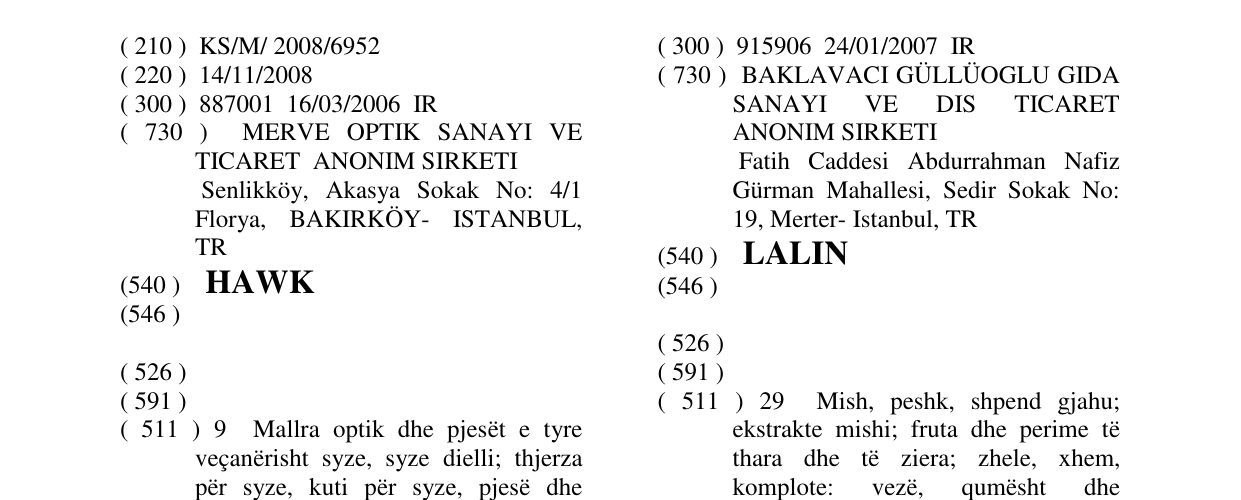 Zëri i markës HAWK në buletin
