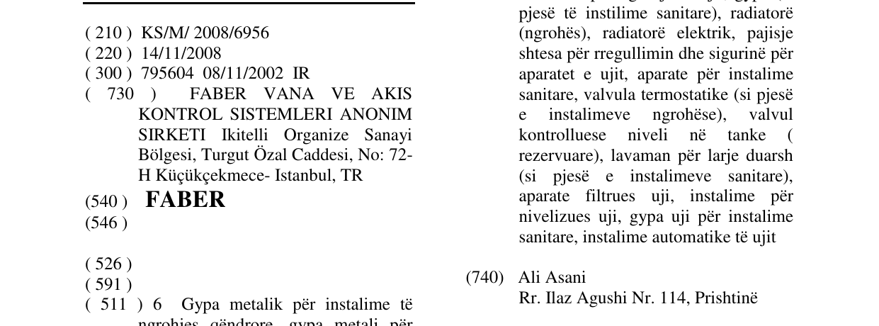 Zëri i markës FABER në buletin