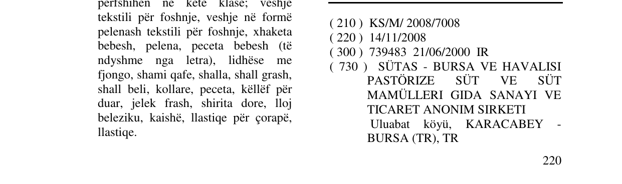 Zëri i markës Sütaş Doǧal lezzet në buletin