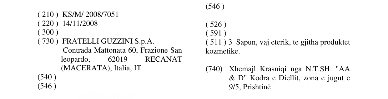 Zëri i markës GUZZINI në buletin