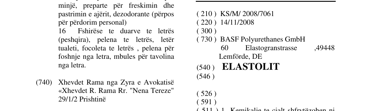 Zëri i markës ELASTOLIT në buletin