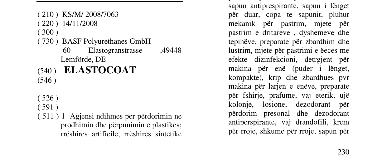 Zëri i markës ELASTOCOAT në buletin