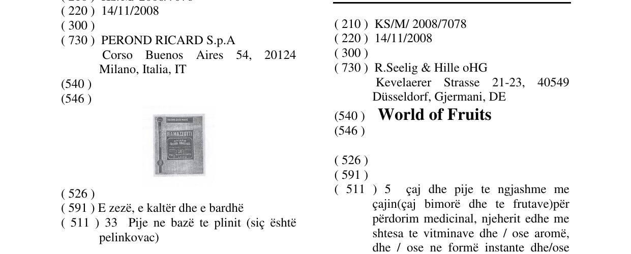 Zëri i markës World of Fruits në buletin