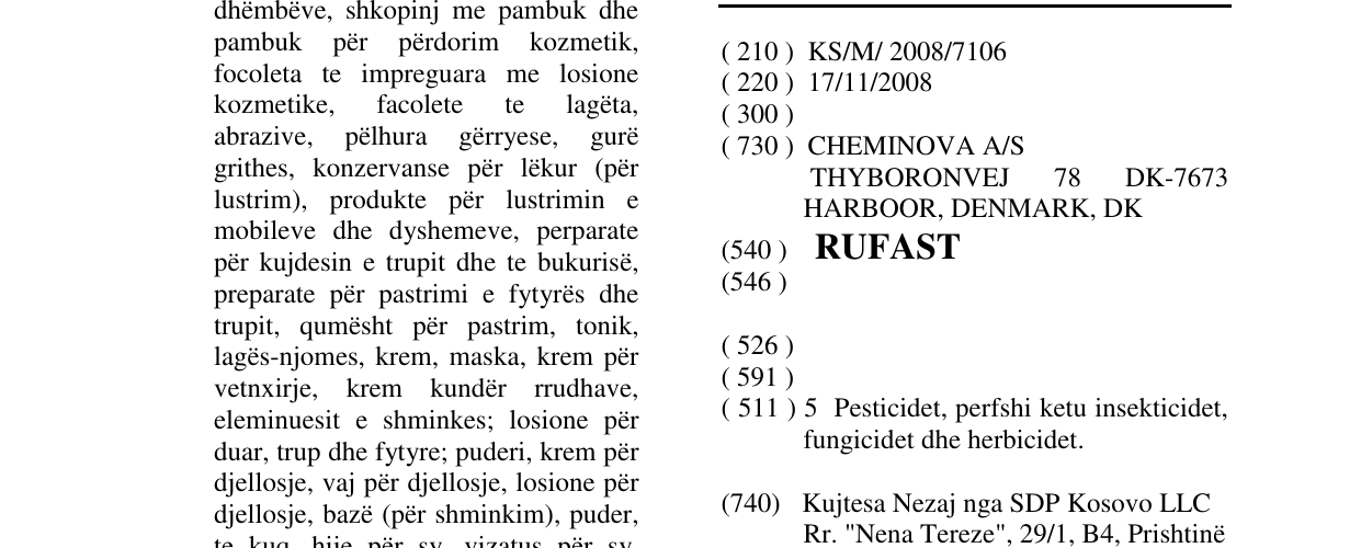 Zëri i markës RUFAST në buletin