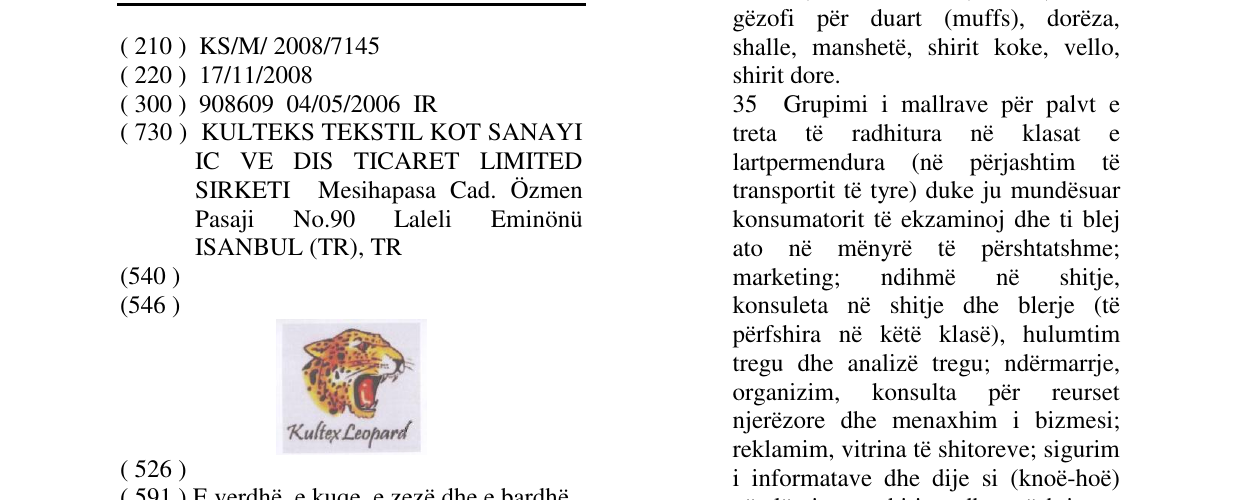 Zëri i markës KULTEX LEOPAED në buletin