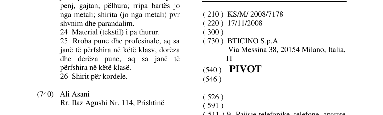 Zëri i markës PIVOT në buletin