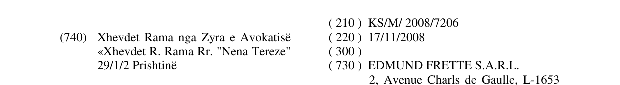 Zëri i markës FRETTE në buletin