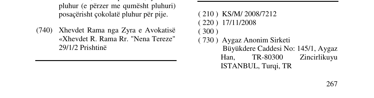 Zëri i markës AYGAZ në buletin