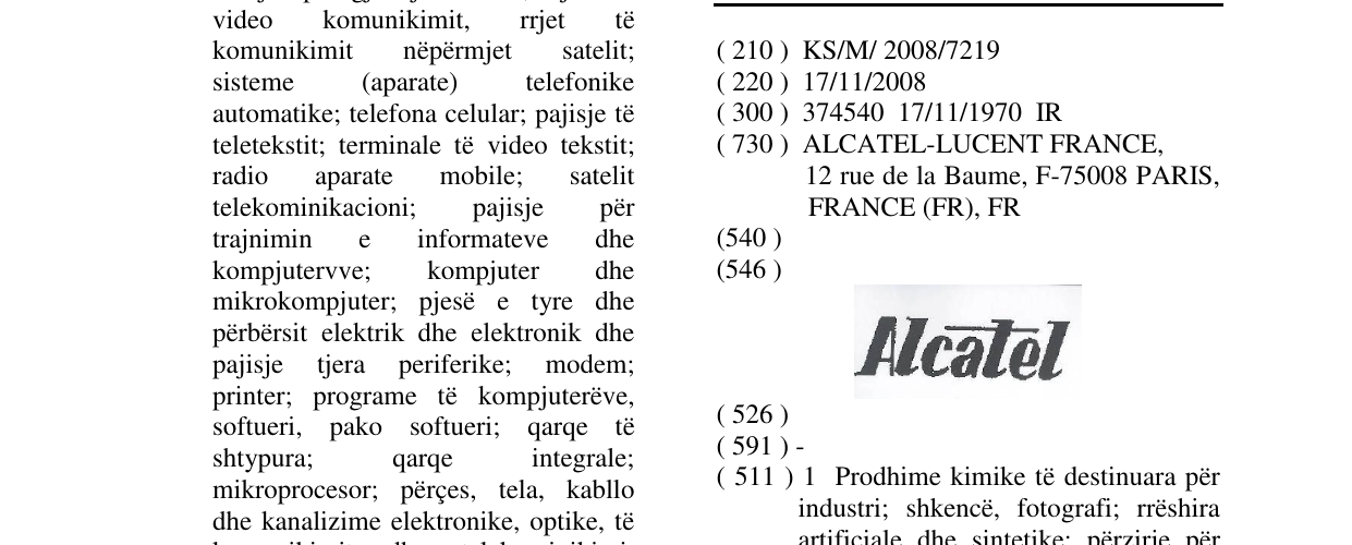 Zëri i markës Alcatel në buletin