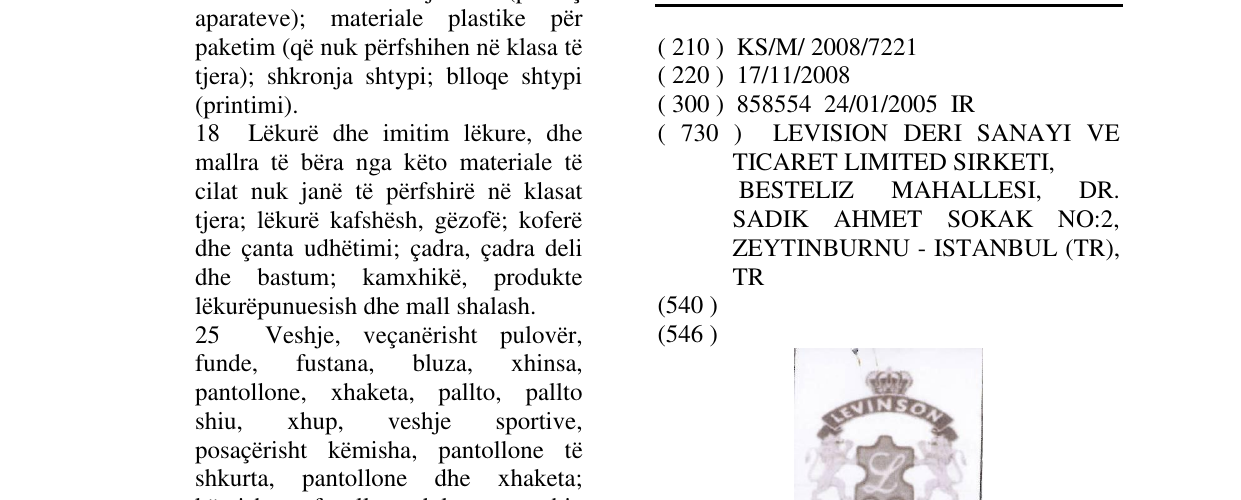 Zëri i markës LEVINSON në buletin
