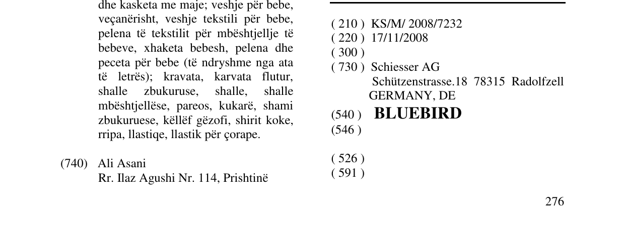 Zëri i markës BLUEBIRD në buletin