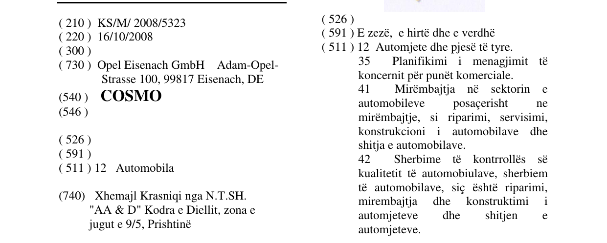 Zëri i markës COSMO në buletin