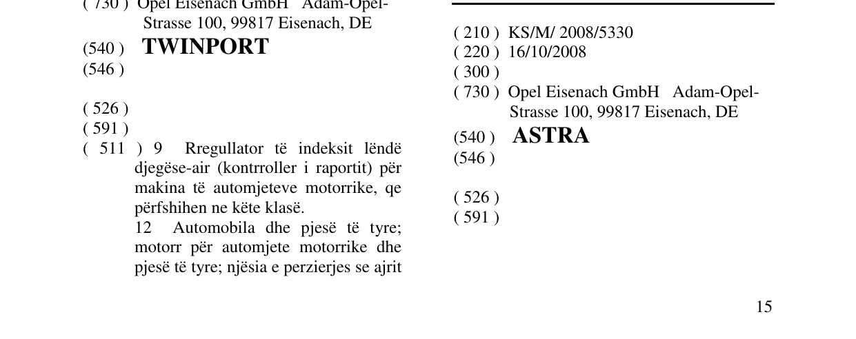Zëri i markës ASTRA në buletin