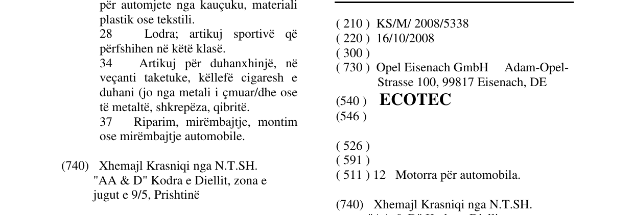 Zëri i markës ECOTEC në buletin