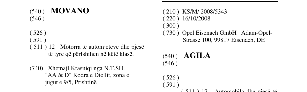 Zëri i markës AGILA në buletin