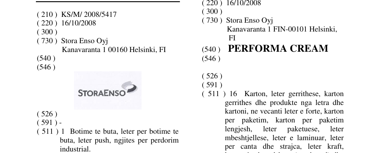 Zëri i markës STORAENSO në buletin