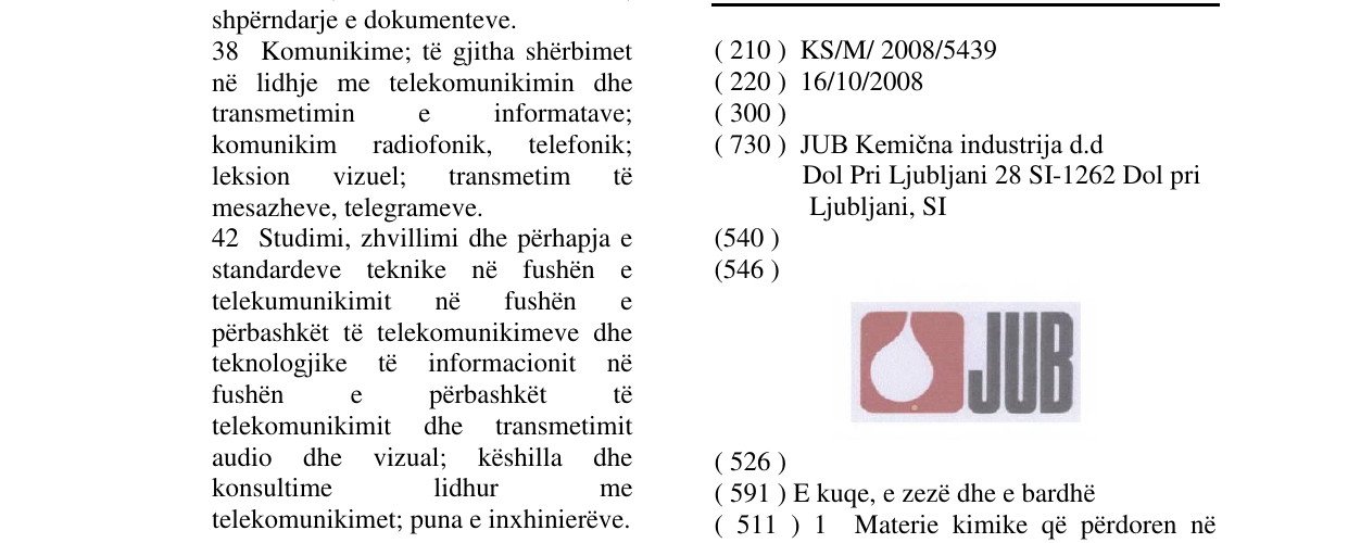 Zëri i markës JUB në buletin