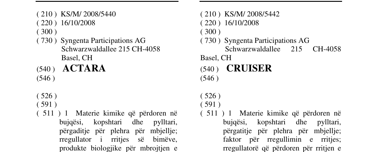 Zëri i markës CRUISER në buletin