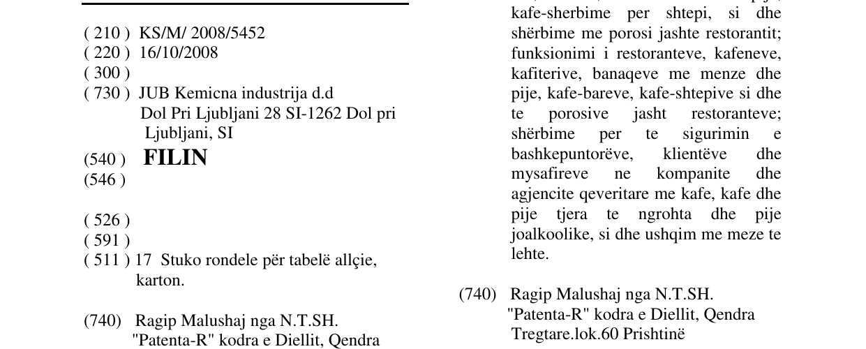 Zëri i markës FILIN në buletin