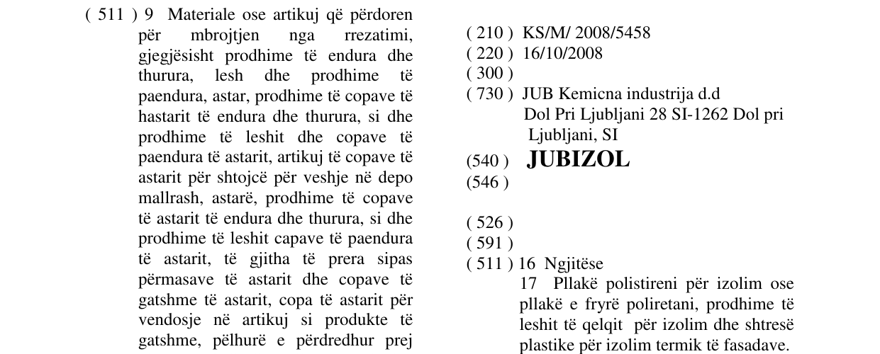 Zëri i markës JUBIZOL në buletin