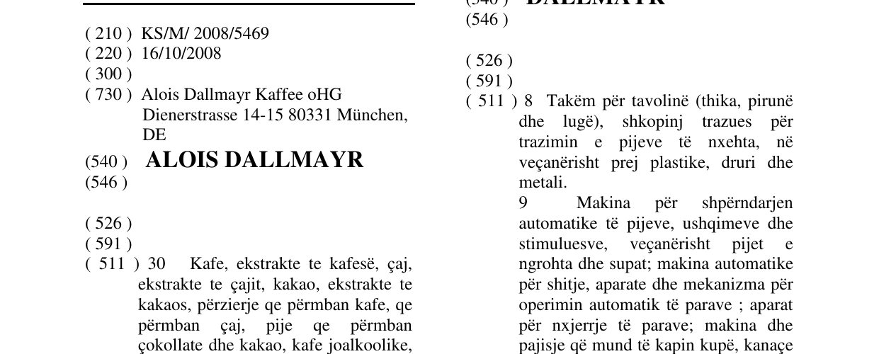 Zëri i markës ALOIS DALLMAYR në buletin