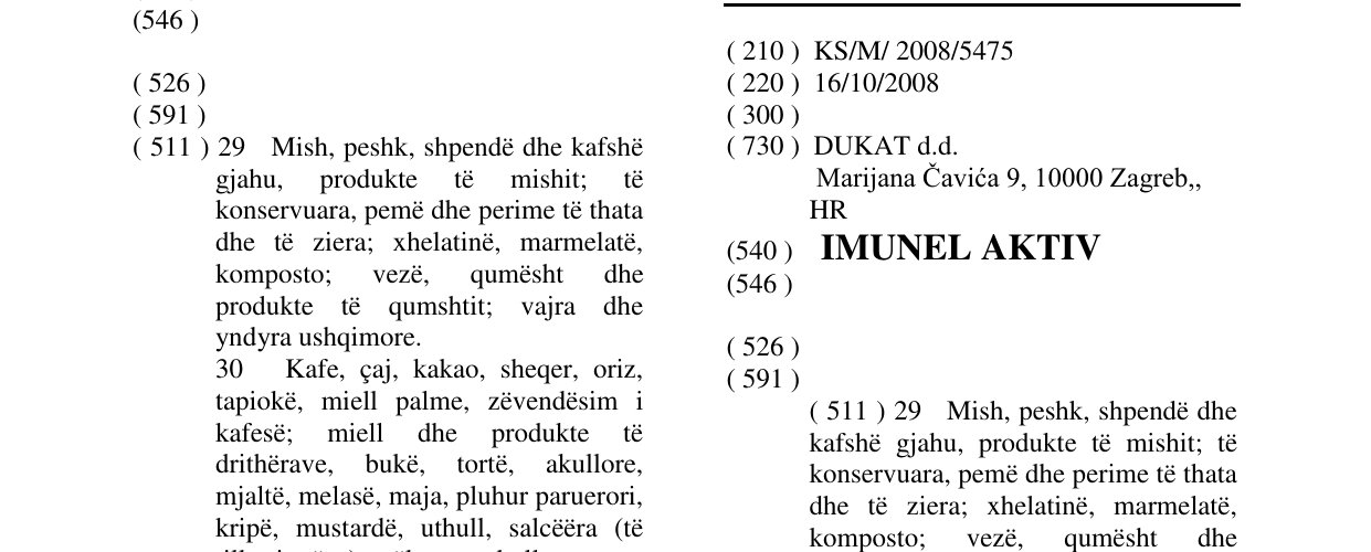 Zëri i markës IMUNEL AKTIV në buletin